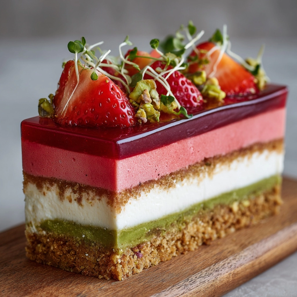 Strawberry Pistachio Mousse Cake Recipe - Recipe Image