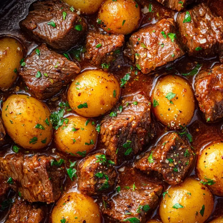 Slow Cooker Garlic Butter Beef Bites & Potatoes Recipe