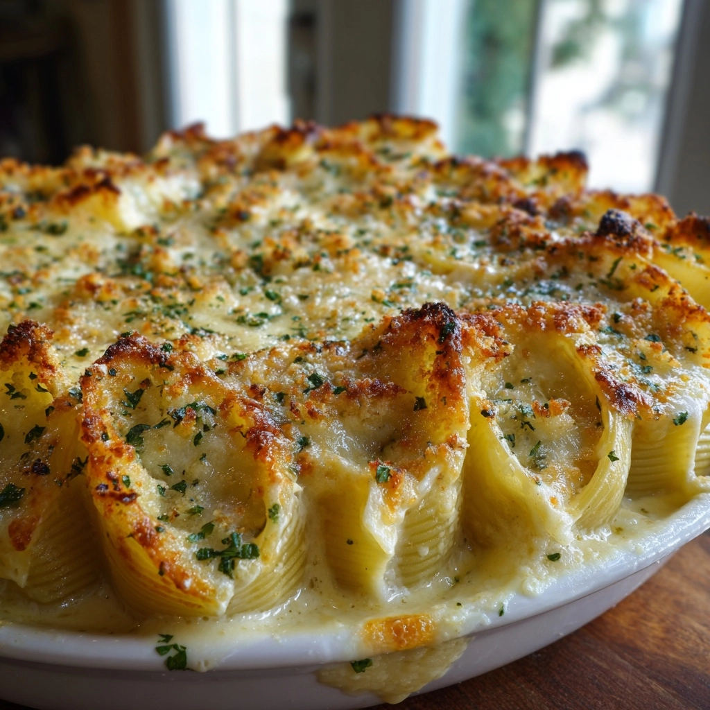 Garlic Butter Chicken Alfredo Stuffed Shells Recipe