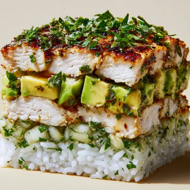 Honey Lime Chicken and Avocado Rice Stack Recipe