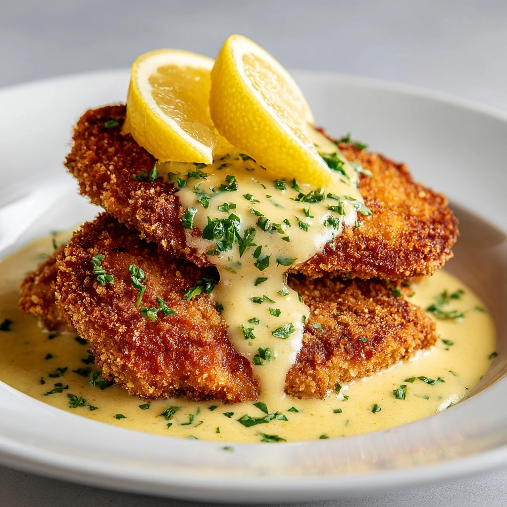 Lemon Pecorino Crusted Chicken with Creamy Lemon Sauce Recipe
