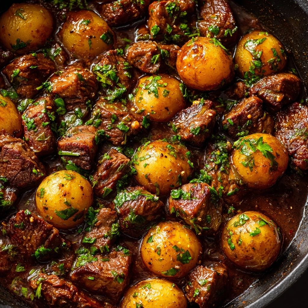 Slow Cooker Garlic Butter Beef Bites & Potatoes Recipe - Recipe Image