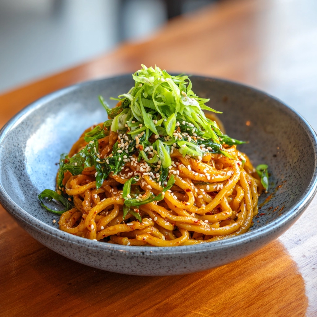 Easy Kimchi Noodles Recipe - Recipe Image