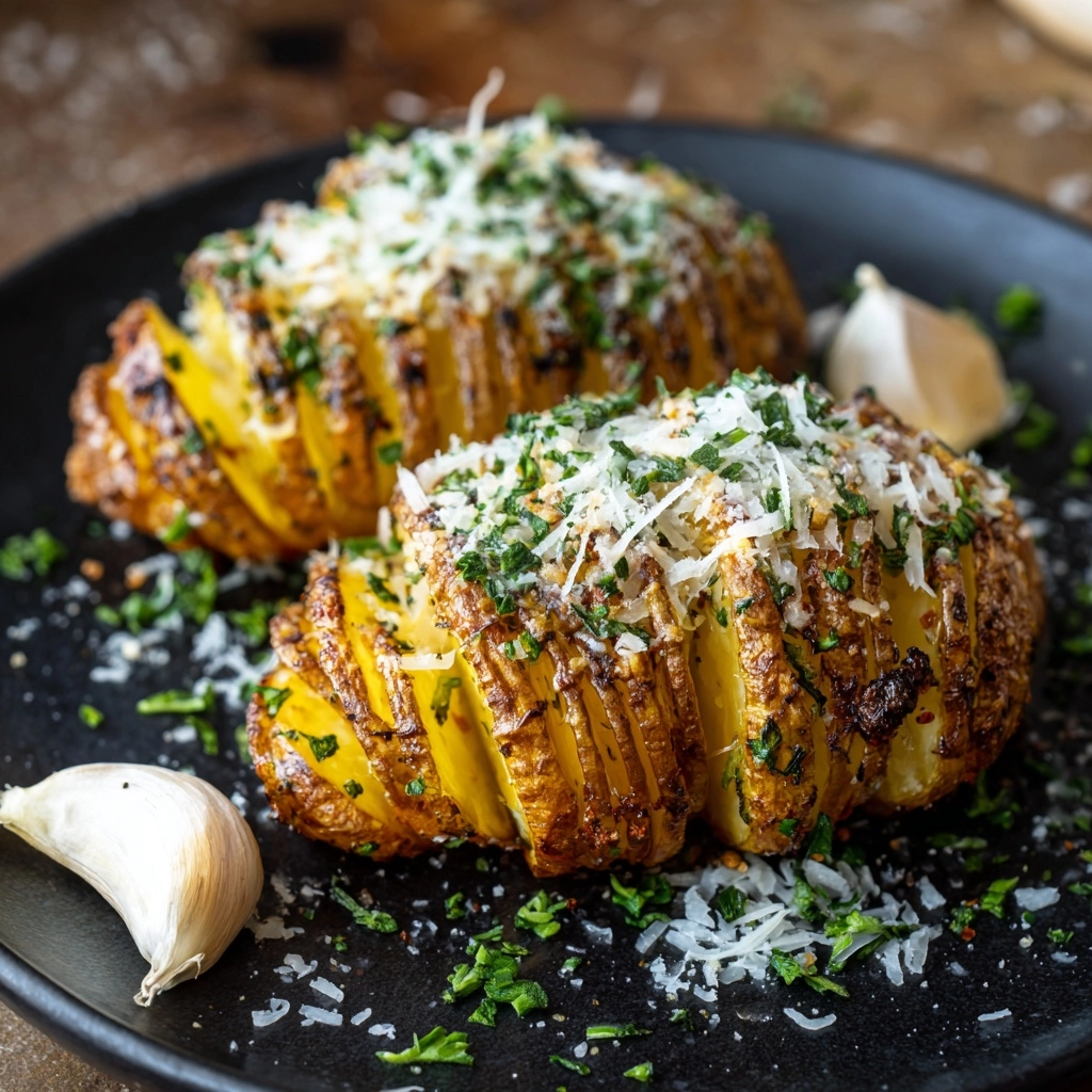 Garlic Parmesan Hasselback Potatoes Recipe