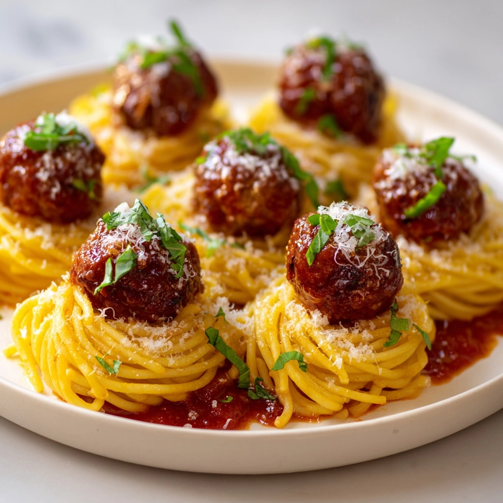 Meatballs in Spaghetti Nests Recipe - Recipe Image