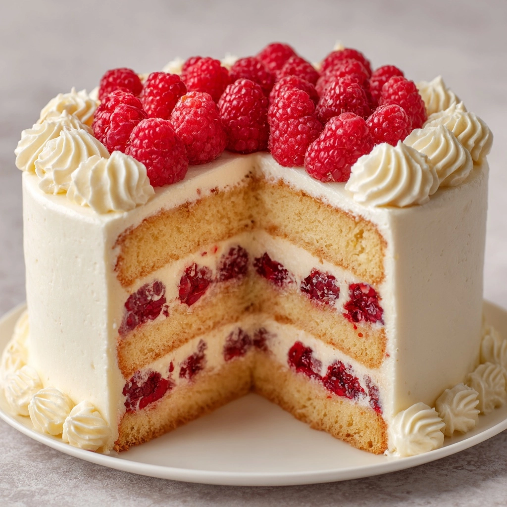White Chocolate Raspberry Cake with White Chocolate Buttercream Recipe - Recipe Image