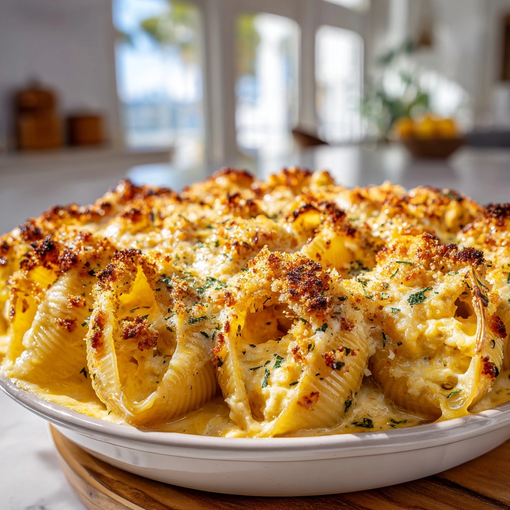 Garlic Butter Chicken Alfredo Stuffed Shells Recipe - Recipe Image