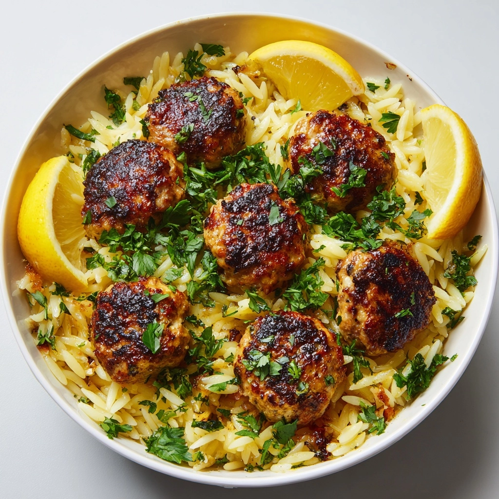 Greek Chicken Meatballs with Lemon Orzo: Bright, Herby & Full of Flavor Recipe - Recipe Image