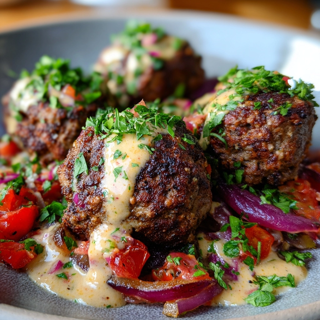 Spicy Beef Armenian Kefta with Tahini & Tzatziki Recipe - Recipe Image