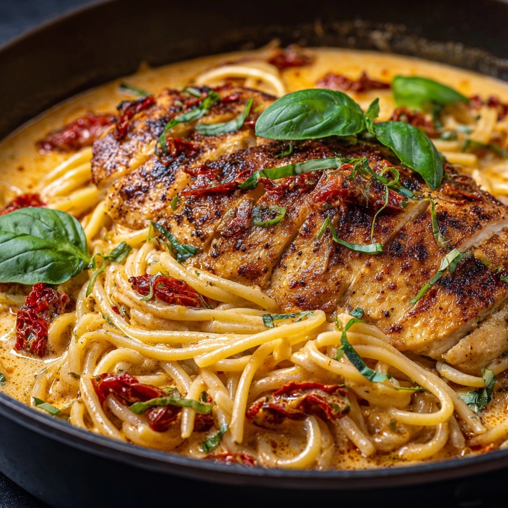 Garlic Basil Chicken with Tomato Butter Sauce Recipe - Recipe Image