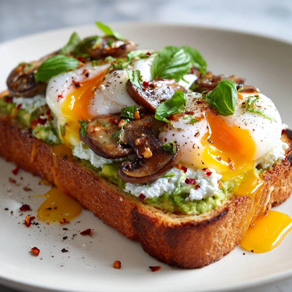 Vegan Avocado Toast with Mushrooms and Vegan Ricotta Recipe - Recipe Image