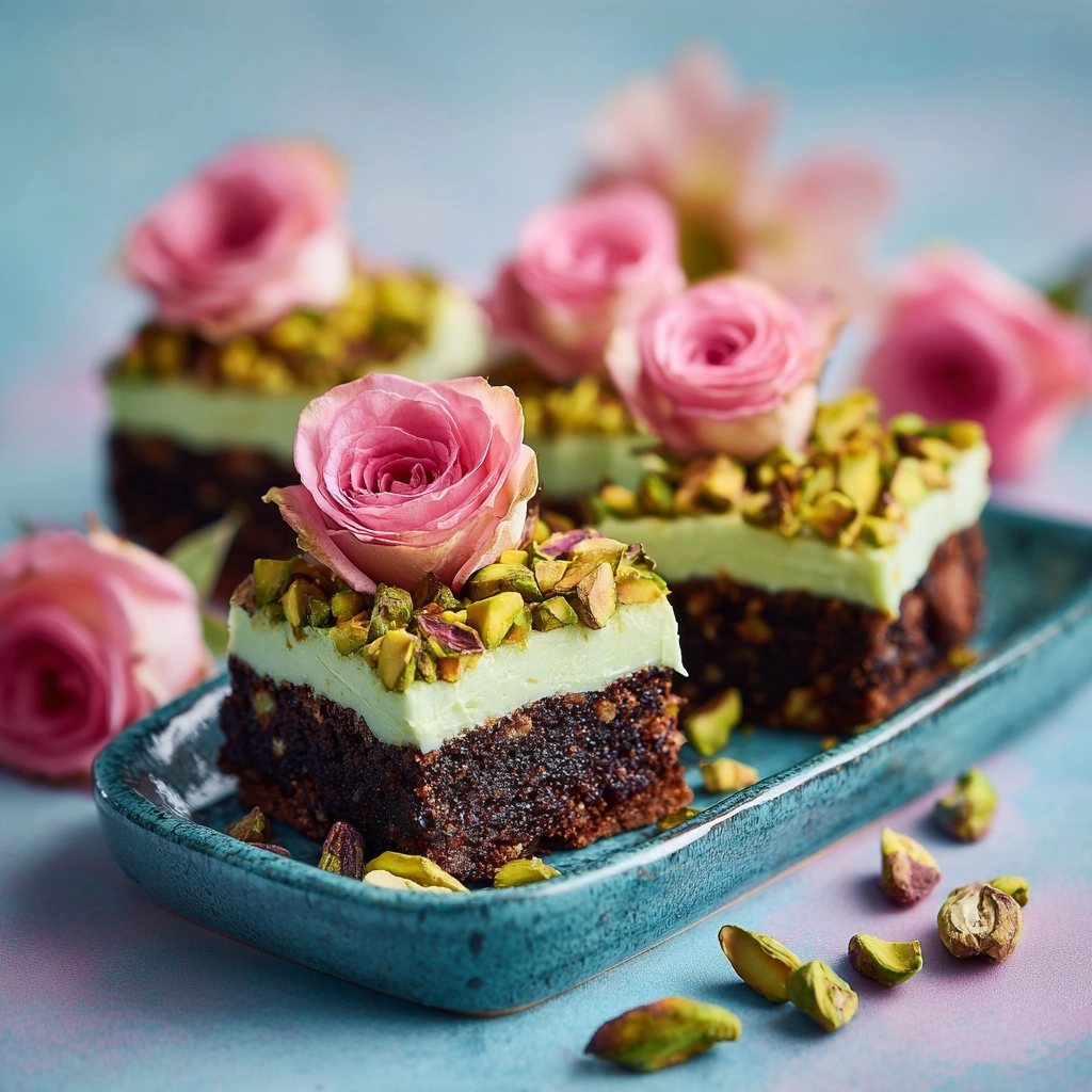Gluten-Free Pistachio Rosewater Brownies Recipe - Recipe Image