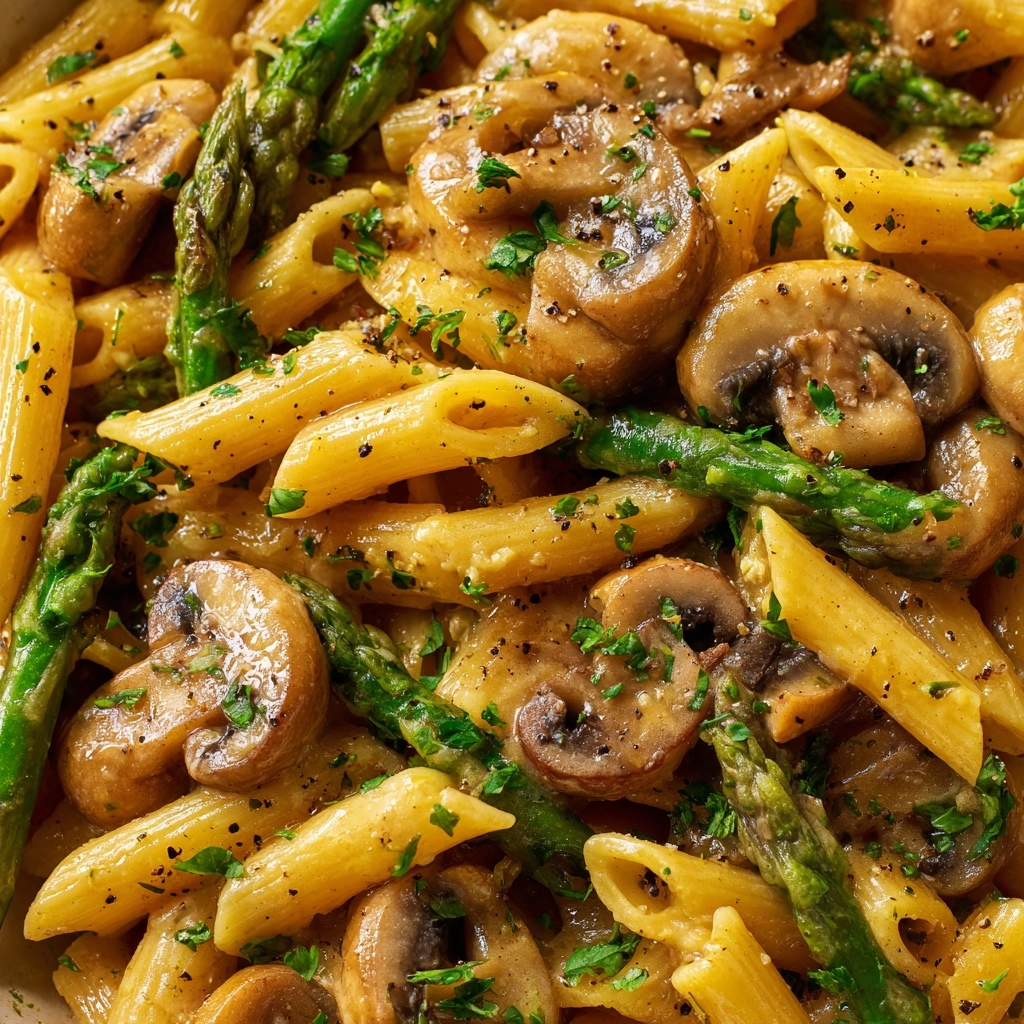 Creamy Mushroom and Asparagus Chicken Penne Recipe