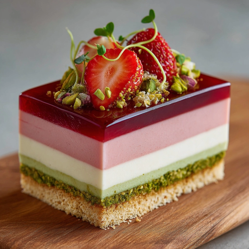 Strawberry Pistachio Mousse Cake Recipe