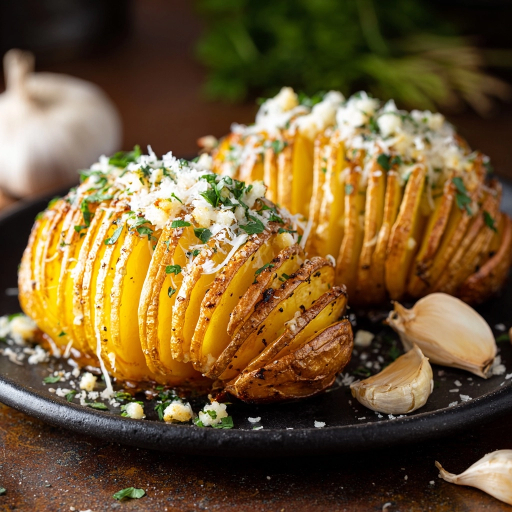 Garlic Parmesan Hasselback Potatoes Recipe - Recipe Image