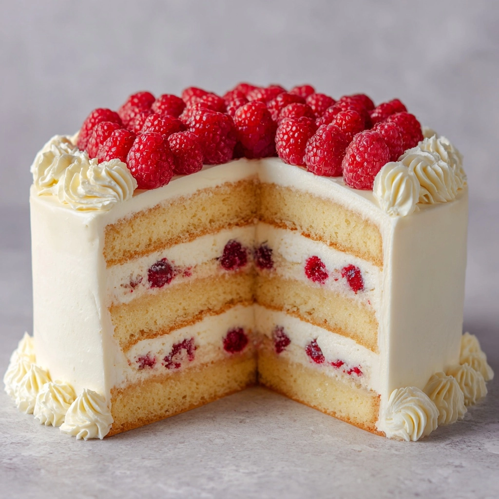 White Chocolate Raspberry Cake with White Chocolate Buttercream Recipe - Recipe Image