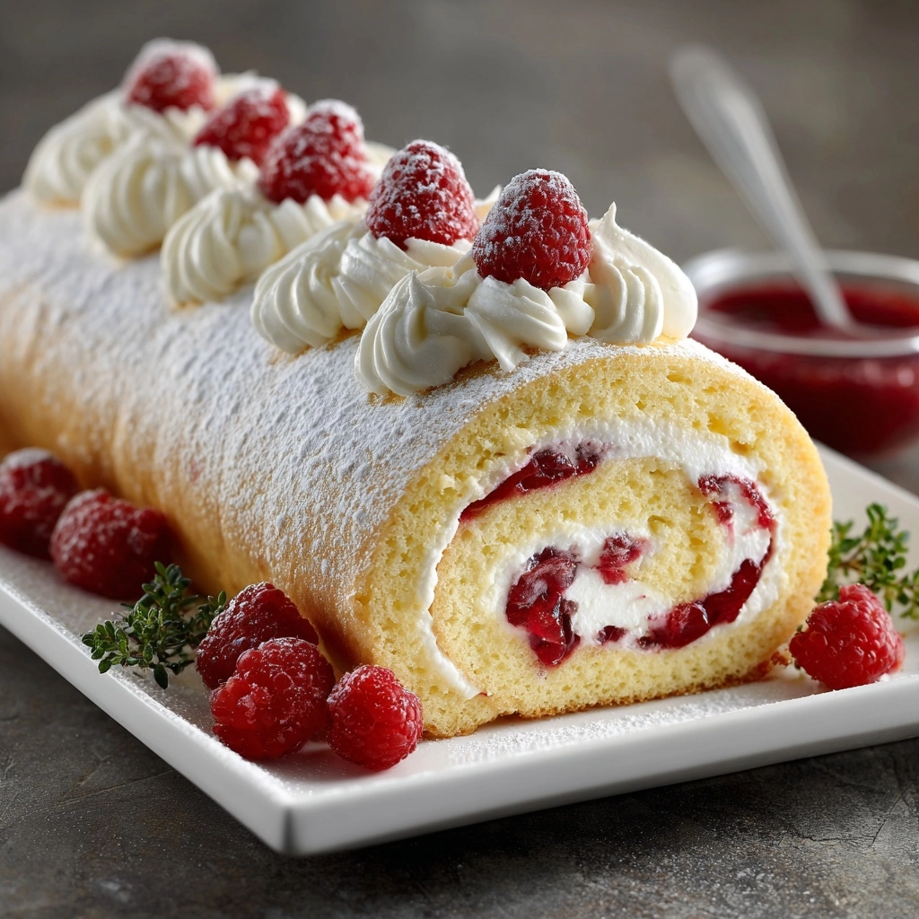 Christmas Raspberry Cake Roll Recipe - Recipe Image