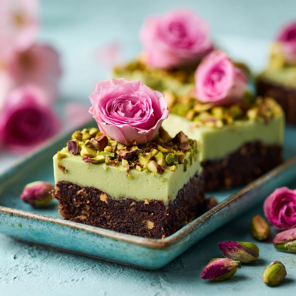 Gluten-Free Pistachio Rosewater Brownies Recipe - Recipe Image