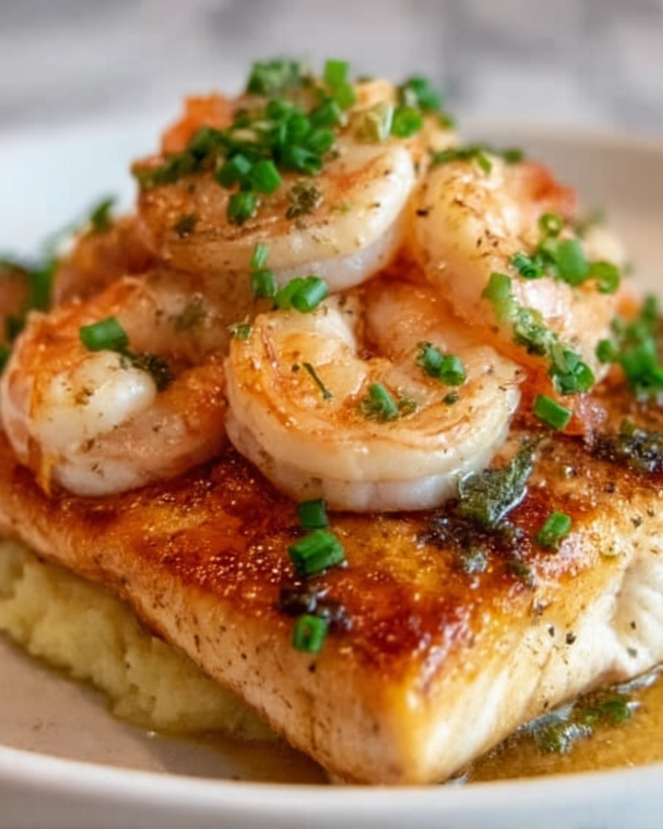Red Snapper and Shrimp with Cajun Cream Sauce over Cheesy Grits Recipe - Recipe Image