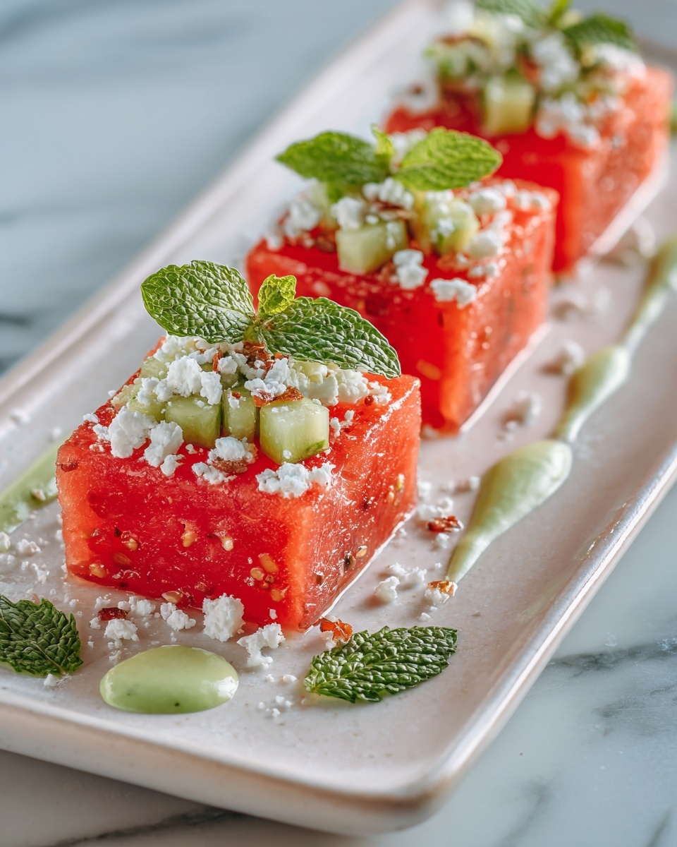 Watermelon Cucumber Feta Cups Recipe - Recipe Image