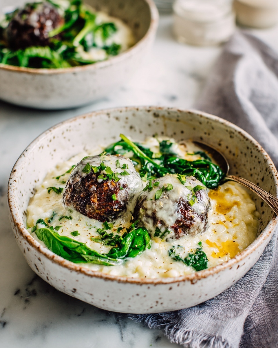 Baked Lemon Rosemary Chicken Meatballs with Creamy Orzo Recipe - Recipe Image