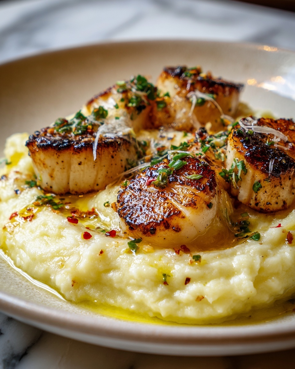 Garlic Butter Lobster Bites with Saffron Mashed Potatoes Recipe - Recipe Image