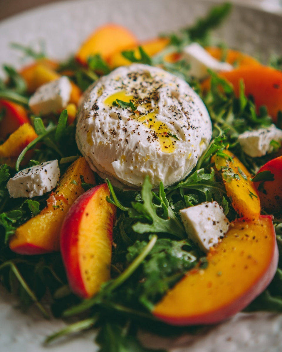 Peach Burrata Salad with Toasted Nuts and Balsamic Glaze Recipe - Recipe Image