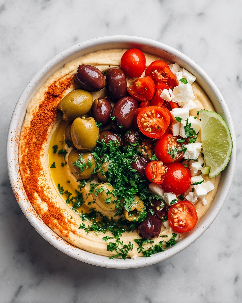 Greek Style Loaded Hummus Recipe - Recipe Image