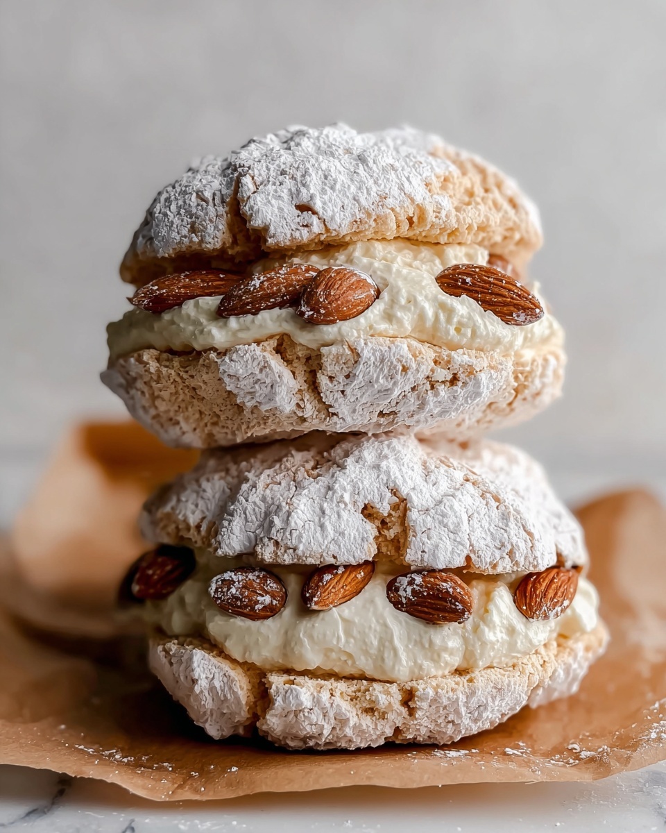 Almond Dacquoise Cream Clouds – Elegant French Cookies Recipe - Recipe Image