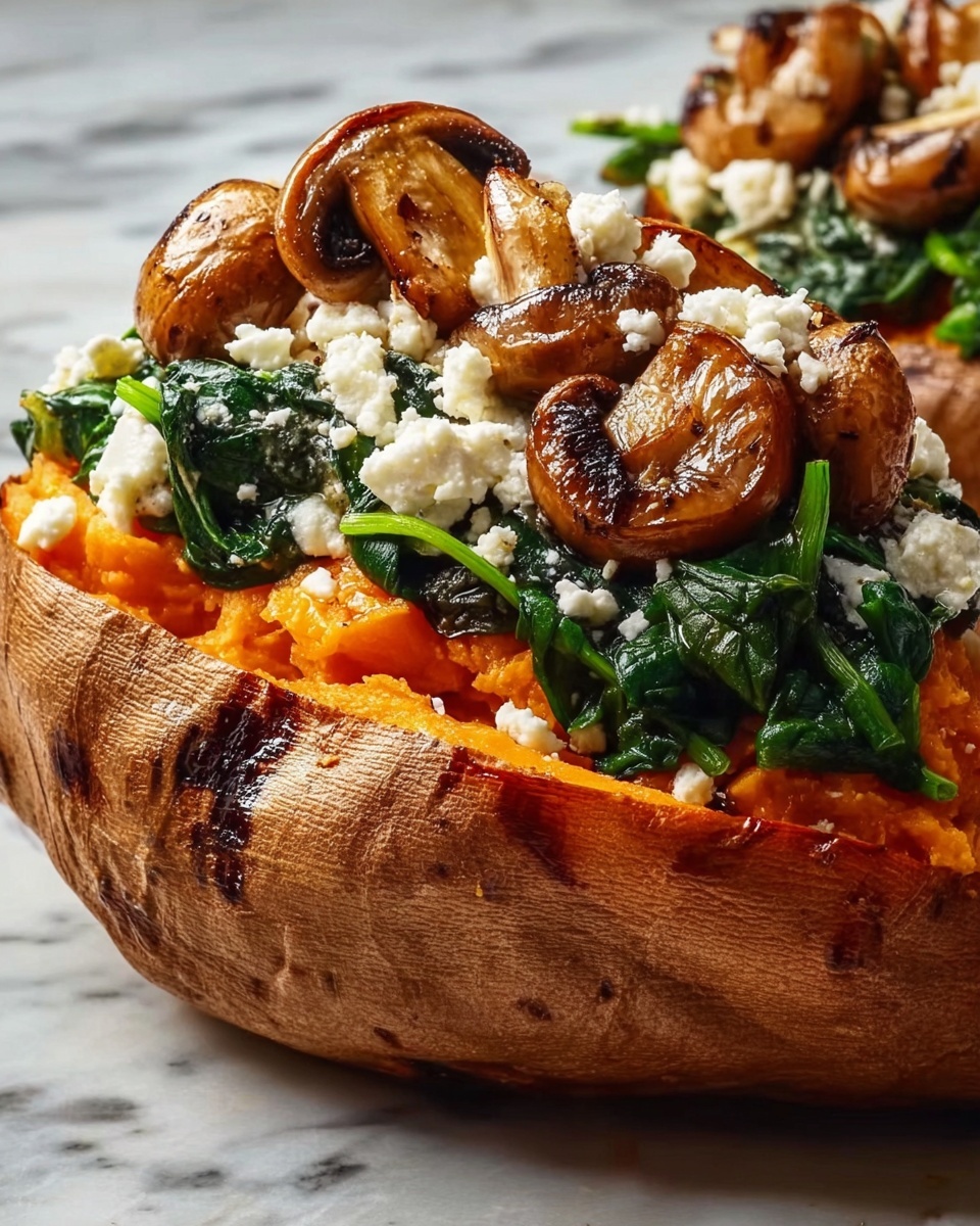 Stuffed Sweet Potatoes with Spinach, Mushroom, and Feta Recipe - Recipe Image
