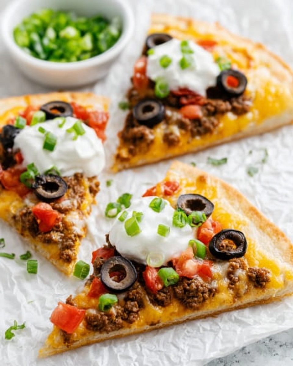 Mexican Pizza with Refried Beans and Ground Beef Recipe - Recipe Image