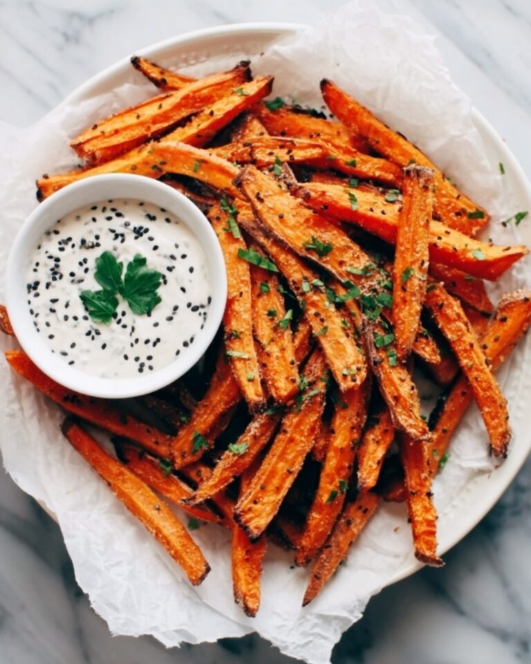 Sweet Potato Fries with Roasted Garlic Tahini Yogurt Dip Recipe