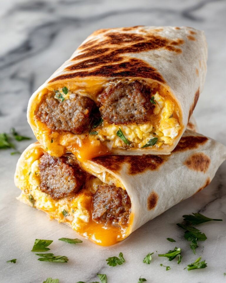 Sausage and Beef Breakfast Burritos with Cheddar and Veggies Recipe