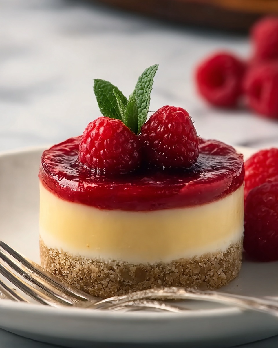 Mini Lemon Cheesecakes with Raspberry Sauce Recipe - Recipe Image