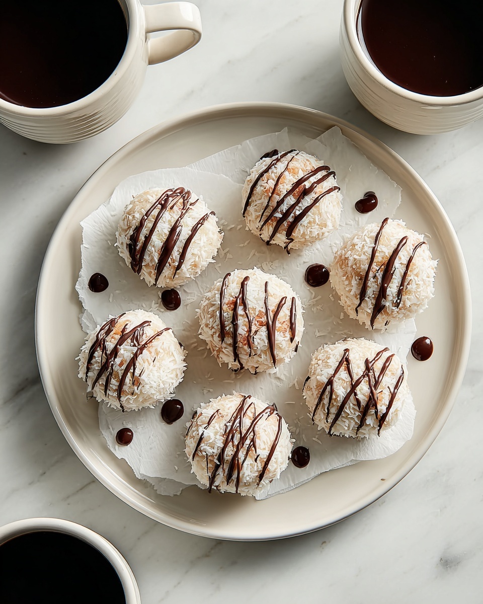 No Bake Coconut Cookie Balls with Chocolate Centers Recipe - Recipe Image