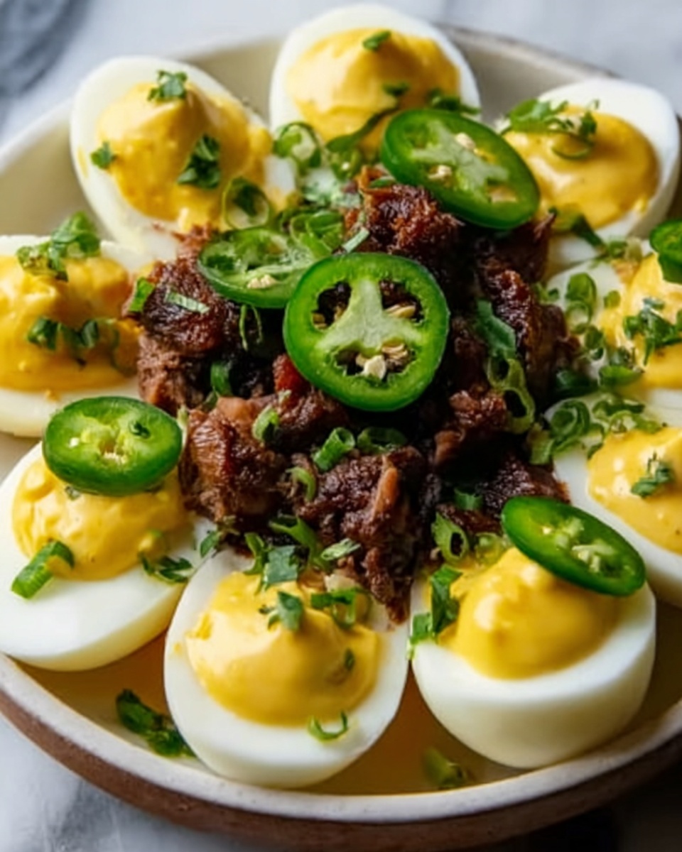 Pickled Eggs with Sausage and JalapeƱos Recipe - Recipe Image
