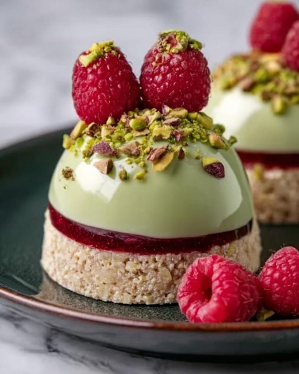 Pistachio & Raspberry Cheesecake Domes Recipe - Recipe Image