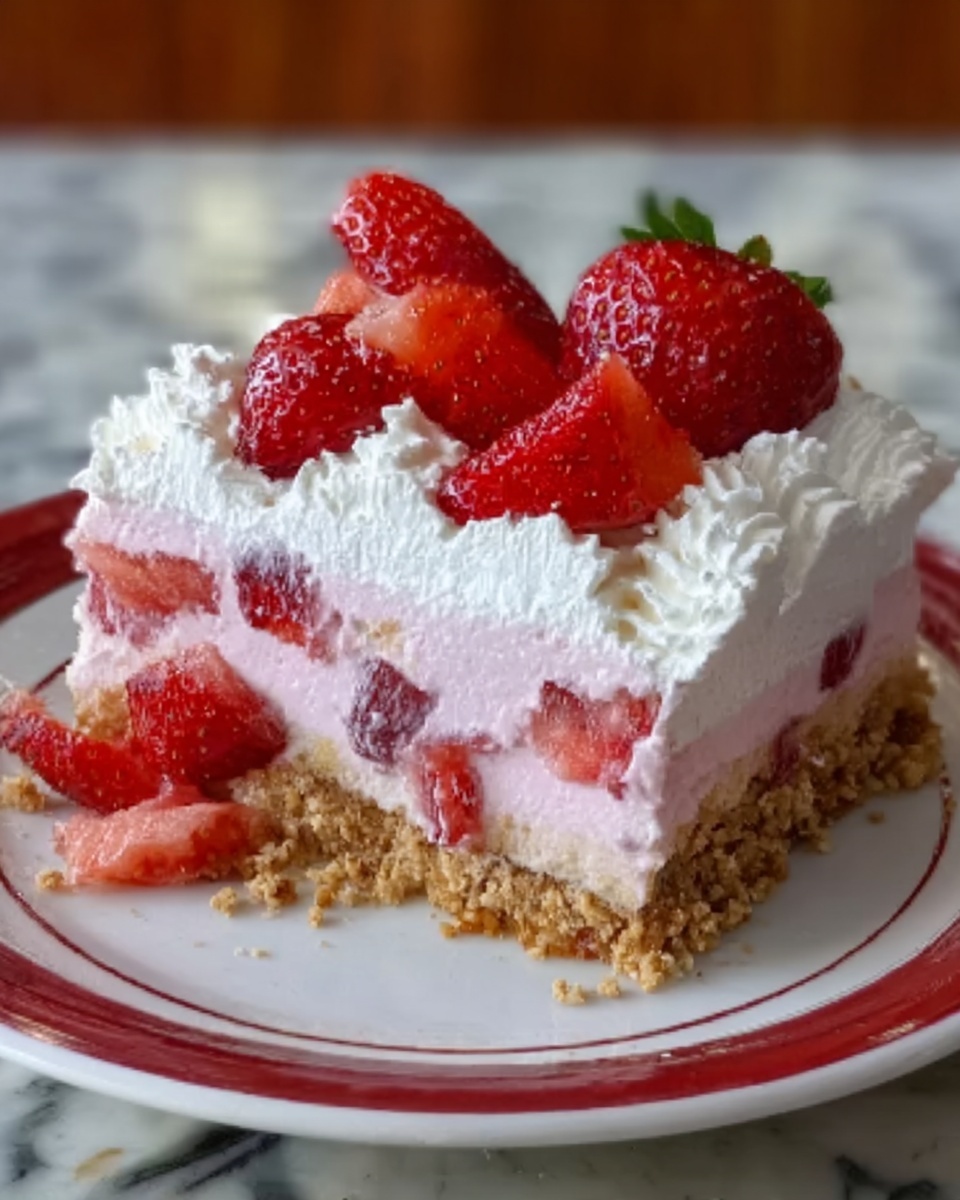 No-Bake Strawberry Crunch Cheesecake Recipe - Recipe Image
