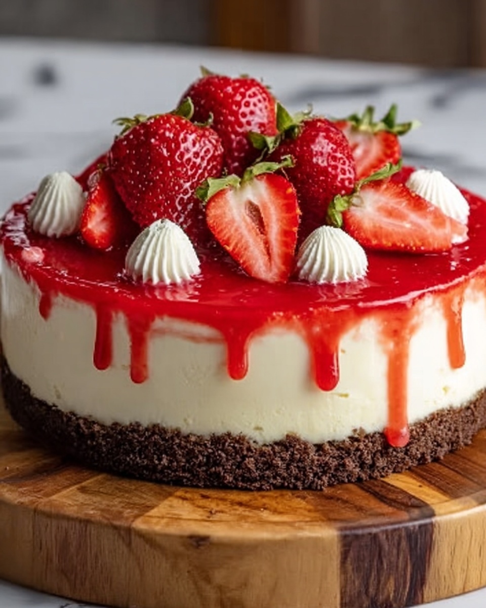 White Chocolate Strawberry Cheesecake Recipe - Recipe Image