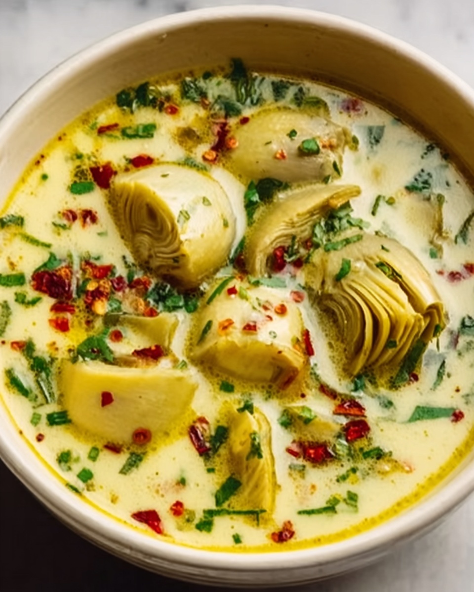 Zesty Tuscan Artichoke Soup Recipe - Recipe Image