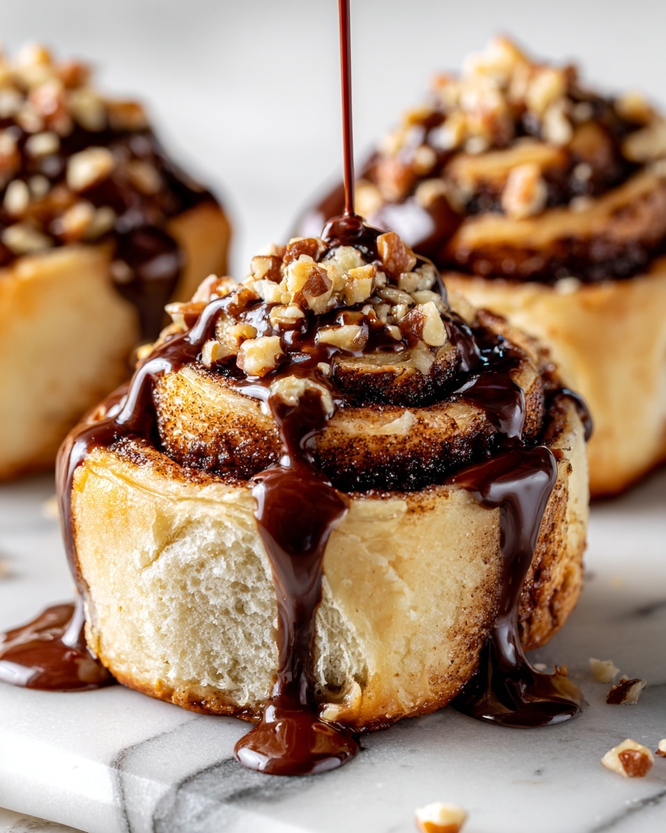 Ferrero Rocher Cinnamon Rolls with Nutella Drizzle Recipe - Recipe Image