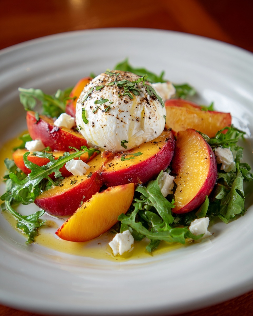 Peach Burrata Salad with Toasted Nuts and Balsamic Glaze Recipe - Recipe Image