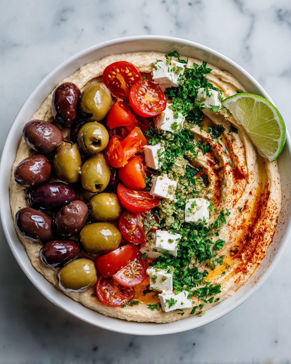 Greek Style Loaded Hummus Recipe - Recipe Image