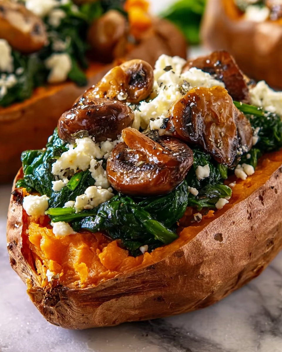 Stuffed Sweet Potatoes with Spinach, Mushroom, and Feta Recipe - Recipe Image