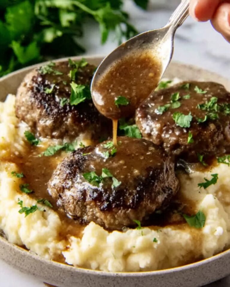 Salisbury Steak with Mushroom Gravy and Mashed Potatoes Recipe