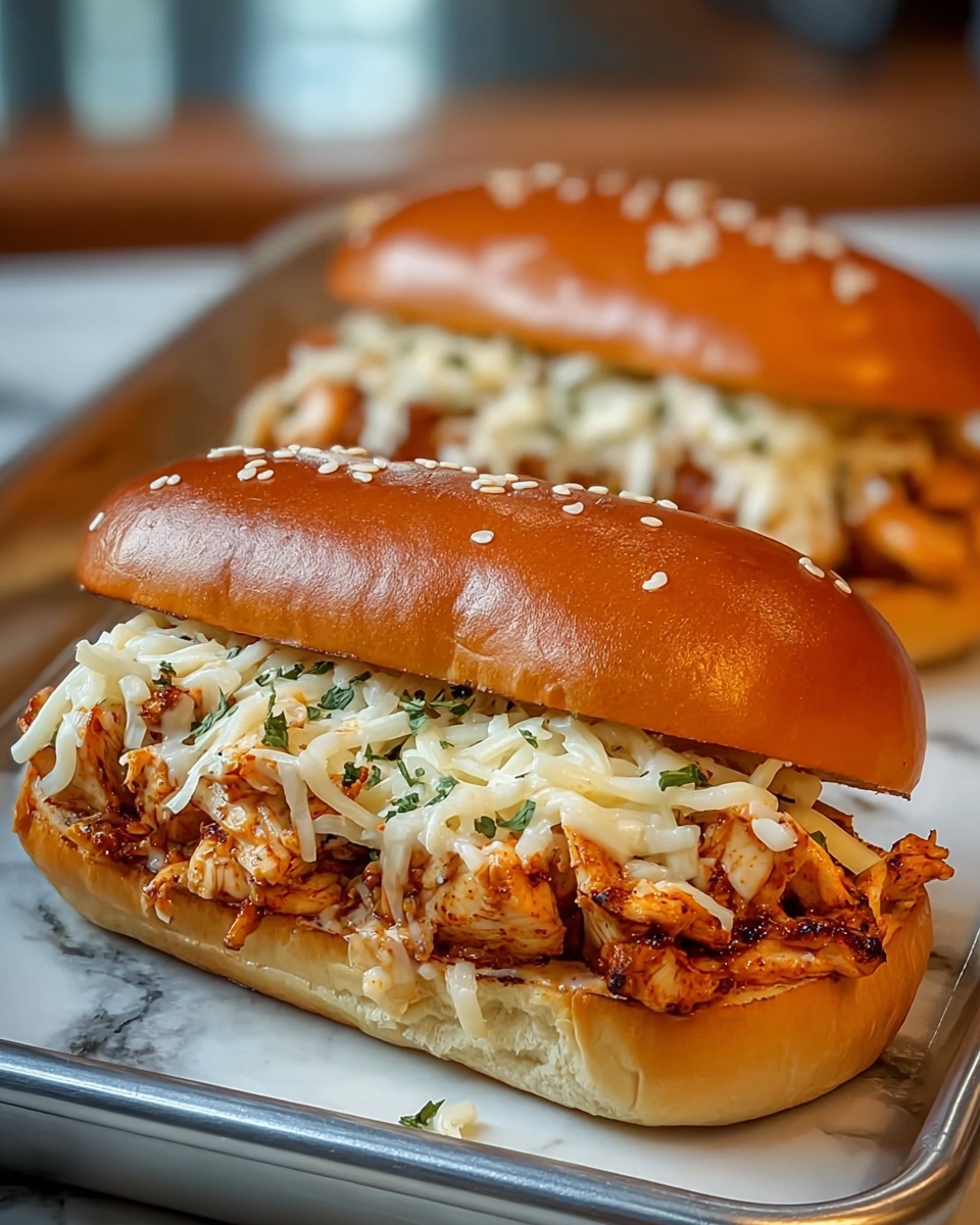 Slow Cooker Parmesan Garlic Chicken Sandwiches Recipe - Recipe Image
