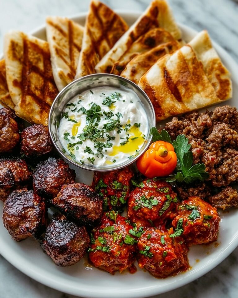 Greek Platter: Spicy Feta Wedges, Meatballs, Tzatziki, and Toasted Pitta Recipe
