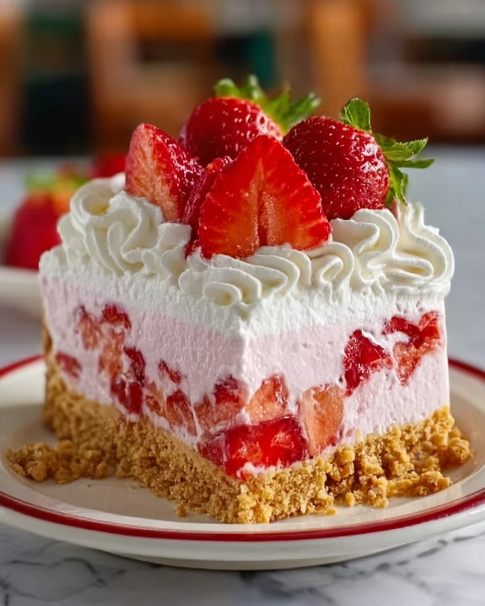No-Bake Strawberry Crunch Cheesecake Recipe - Recipe Image