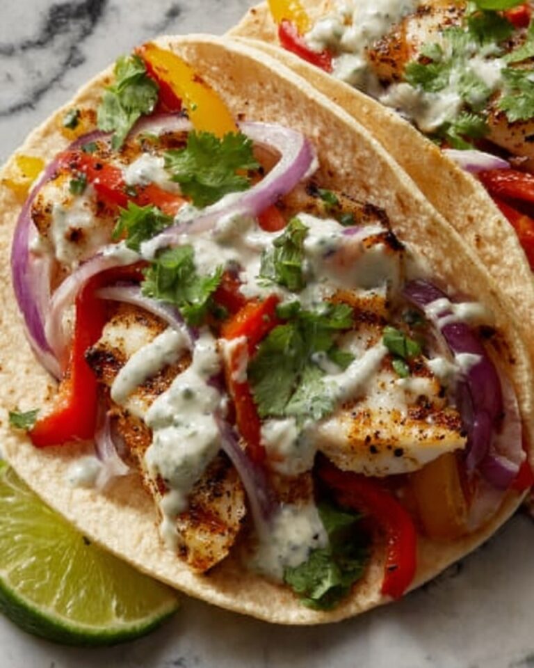 Fish Tacos with Garlic Lime Crema Recipe