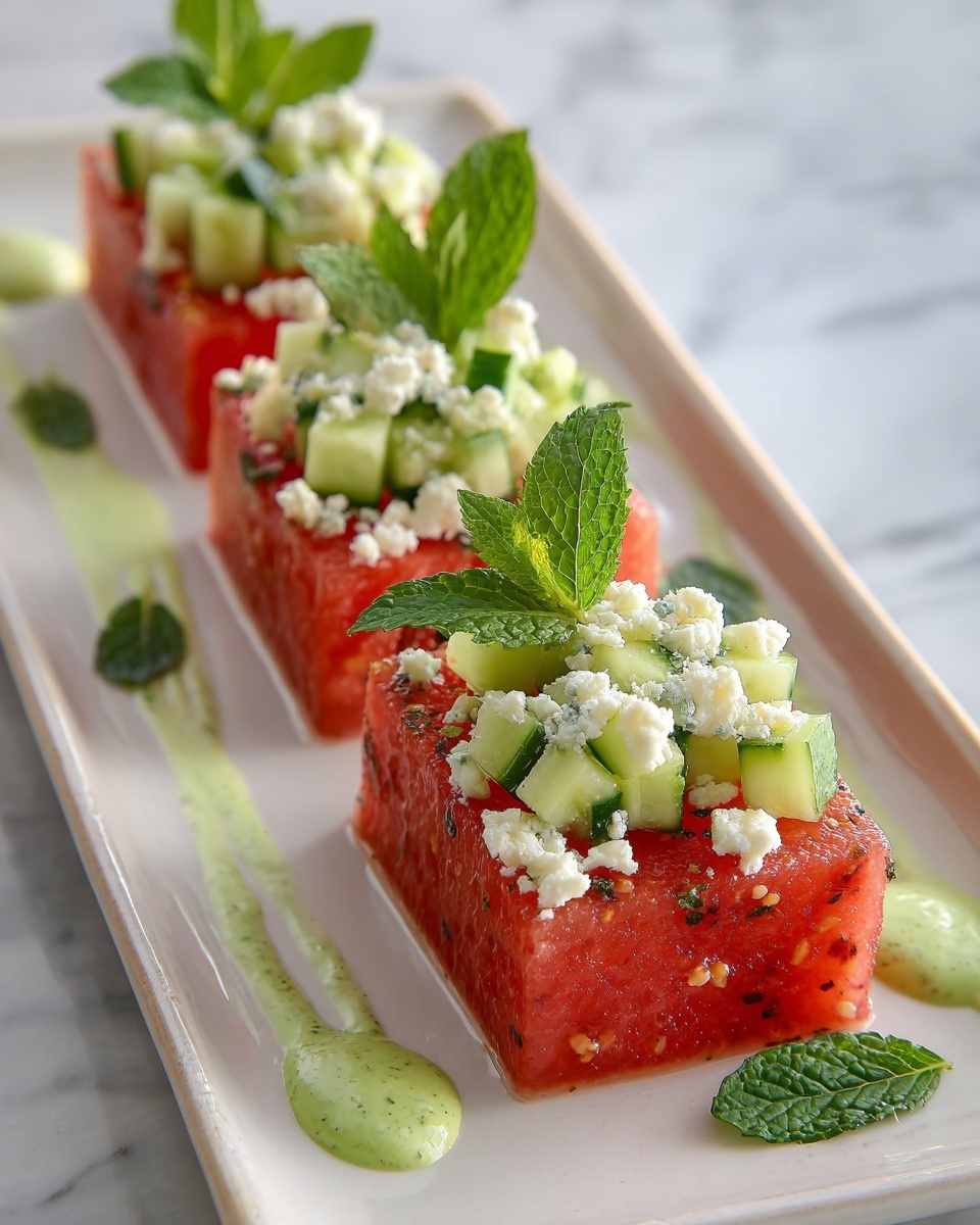 Watermelon Cucumber Feta Cups Recipe - Recipe Image
